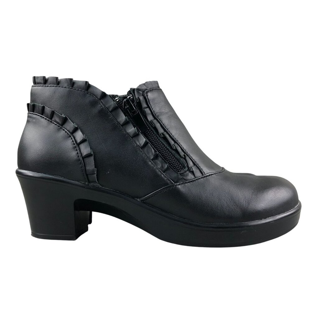 Alegria Women's Size 36 (6-6.5) Hannah Black Nappa Leather Side Zip Ankle Boots